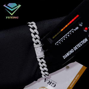 Fashion Hip Hop Jewelry 925 Silver 10MM 2rows Cuban Link Chain Luxury GRA Certificate Iced Out VVS D Color Moissanite <b>Bracelets</b> - Product Image 4