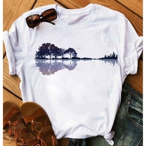 เสื้อยืดคอกลมพิมพ์ลายโน้ตดนตรีแฟชั่นฤดูใบไม้ร่วง/ฤดูร้อน - Product Image 4