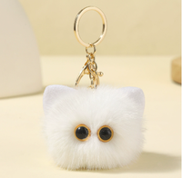 Porte-clés en peluche douce en forme de chat de dessin animé, porte-clés en peluche fait à la main, porte-clés moelleux et duveteux
