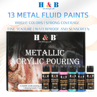 Kits d'artiste professionnel 13 pièces ensemble de peinture acrylique métallique