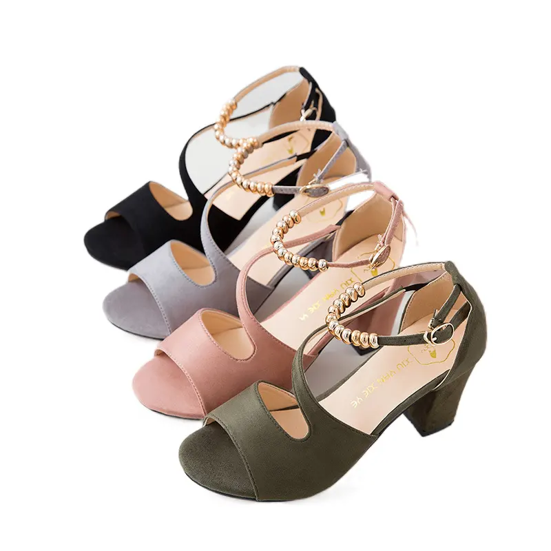 Summer new style breathable European and American fashion word thick heel sandals Roman high heels women's shoes