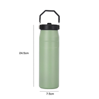 Bouteille isotherme de sport en acier inoxydable à double paroi sous vide Beauchy Custom 16oz 475ml avec paille et poignée