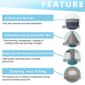 10pcs chân không brazed kim cương lỗ Saw Kit gạch vương miện + phay Bit + chamfer bit + Kim cương lưỡi kim cương lõi khoan bit Bộ - Product Image 3