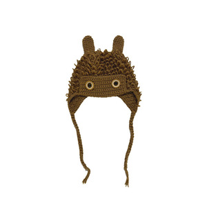 Cute Handmade Knitted <b>Hat</b> Beige Character Style Windproof Unisex Adult Autumn Winter Wear - Product Image 5