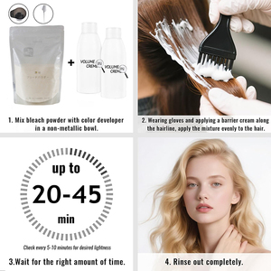 Poudre décolorante pour cheveux de qualité professionnelle, fabriquée sur mesure, haute performance jusqu'à 9 niveaux de décoloration pour les mèches et l'éclaircissement des cheveux, 500g - Product Image 6