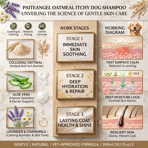 Shampoo pour chiens à peau sensible, à l'avoine colloïdale et aux céramides, réparation de la barrière cutanée, apaisant pour les peaux irritées, 300 ml, marque privée - Product Image 3