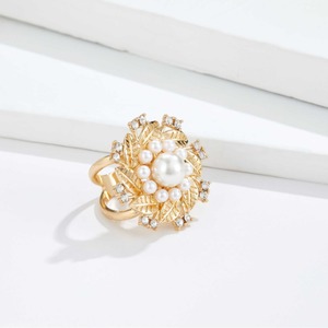 Clip para Bufanda con Perlas de Cristal y Flores de Diamantes de Imitación, Broche Redondo, Regalo de Boda, Tendencia de Moda - Product Image 3