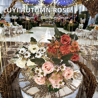LUYI Bunga Mawar Cantik 7 Tangkai Warna Musim Gugur, Kuncup Mawar Kecil, Sutra Buatan Tangan, Dekorasi Rumah, Kue, Pernikahan, Hari Valentine, Artificial