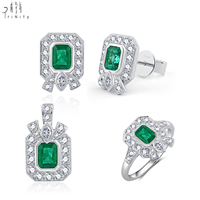 Bijoux vintage de haute qualité en pierres précieuses, or blanc massif 18 carats, émeraude naturelle, diamant taille marquise, boucles d'oreilles clous, fiançailles, mariage
