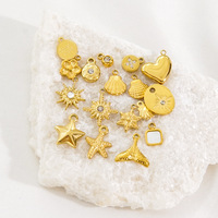 Mode Acier Inoxydable 14K Or Pendentif Zircon Poli Brillant Étoile De Mer Shell Pendentif et Charmes DIY Accessoires