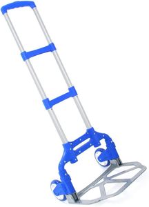 Light Black Aluminum Variable Height Handle PU Tire Wide Plate Guest Service <b>Folding</b> Luggage Cart, Hand Truck, Hand <b>Trolley</b> - Product Image 5