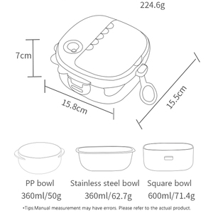 Customized PP Plastic Portable Leak Proof Bento Lunch Box Stainless Steel Baby Food Bowl <strong>Set</strong> With Spoon Scissor for Kids - Product Image 4