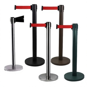 Poteaux de barrière rétractables en acier inoxydable avec revêtement en poudre noire, directement de l'usine, pour le contrôle des foules - Product Image 2