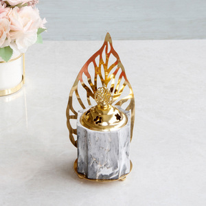 Bruciatore di incenso in ceramica di ferro dorato mediorientale diffusore di aromi musulmani bruciatore bakhoor oud con coperchio - Product Image 2