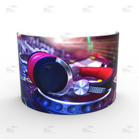 Nouvelle conception de cabine de DJ incurvée, enceinte semi-circulaire avec revêtement en tissu