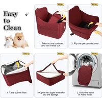 Housse de siège de voiture pour chien moderne, carrée, lavable, convertible en lit de voyage avec mousse à mémoire de forme haute densité et grandes poches