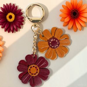 Custom Hot Selling flower <b>keychain</b> fashion Bag Charms Genuine pu <b>Leather</b> Metal <b>Keychain</b> Gifts - Product Image 5