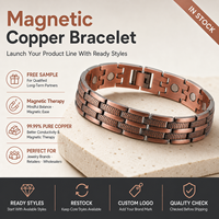Joyería Magnética de Cobre Puro, Joyería de Terapia Magnética, Brazalete de Eslabones con Patrón de Trigo Vintage, Dos Tonos, Personalizado, Venta al por Mayor para Minoristas