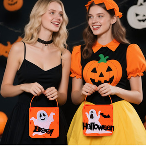 Nueva Bolsa de Fieltro para Dulces de Halloween para Niños, Diseño de Calabaza y Fantasma, Bolsa de Dulces para Niños, Decoración para Fiestas de Truco o Trato, Bolsa de Caramelos de Fieltro - Product Image 4