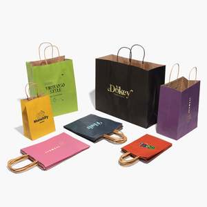 Sacs en papier kraft rouge personnalisés KM avec poignées, en vrac, recyclés, 150 g/m², sacs cadeaux en papier kraft, sacs de shopping en papier léger et résistant - Product Image 3