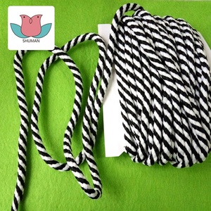 CR002 Fabricant Fourniture Polyester Vêtements Sacs Accessoires Tresse Torsadée Blanc Noir Cordon Corde - Product Image 4