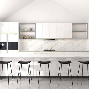 Luxury High Gloss White Kitchen Cabinets Modern Flat Panel Modular Design for Home - Product Image 3