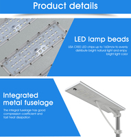 Ventilateur d'éclairage public solaire à LED avec batterie LiFePO4 étanche IP66, capteur de mouvement et télécommande