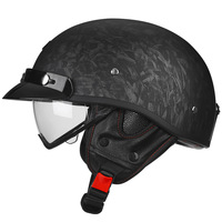 Casque de moto électrique unisexe demi-casque ABS neuf toutes saisons vintage japonais profil bas avec lentille intégrée à dégagement rapide