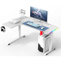 Bureau de jeu de nouvelle génération en forme de L avec porte-gobelet, charge USB/sans fil, éclairage LED - Configuration de jeu complète