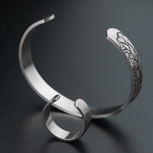 Thai Vintage Ethnic Lotus Heart Sutra Bracelet for Women Ancient Buddhist Cuff Bracelet Chinese Open Cuff <b>Bangle</b> Jewelry <b>Set</b> - Product Image 3