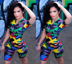 <span class=keywords><strong>Tuta</strong></span> <span class=keywords><strong>Aderente</strong></span> da Donna 2025, Moda Europea e Americana, Stile Camouflage con Colletto Aperto - Product Image 1