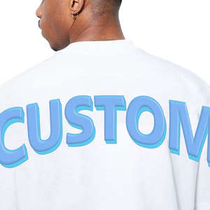 T-shirt en jersey simple 250 g/m² avec logo imprimé en relief, style streetwear oversize pour jeunes, grandes tailles, col rond - Product Image 1