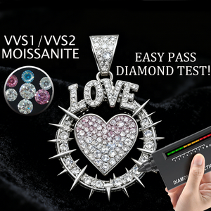 สร้อยคอจี้ฮิปฮอปดีไซน์ดั้งเดิม ทำเองได้  วัสดุเงินแท้ 925 ประดับเพชรโมอิสซาไนต์หลากสี  สำหรับผู้ชาย - Product Image 2