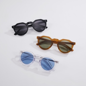 Lunettes de soleil rondes rétro en acétate pour hommes et femmes, décorées de rivets, protection UV400, style vintage, logo personnalisé, lunettes de soleil OEM - Product Image 2