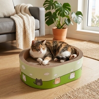 Lit et Nid pour Chat en Forme de Chat de Dessin Animé, Durable, Anti-Griffures, Sans Débris, Bac à Griffer pour Chat