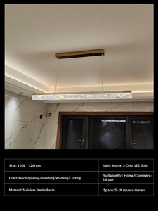Lámpara de araña de lujo LED de resina y acero inoxidable con diseño de línea de pesca para dormitorio, de la tienda insignia de ventas directas de la fábrica de iluminación de Zhongshan - Product Image 6
