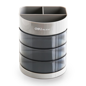 Deli Pen Holder 9147 <b>Plastic</b> Round Office <b>Storage</b> With <b>Drawers</b> For Desk Organization - Product Image 1