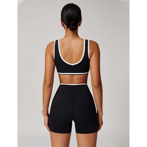 Conjunto Deportivo de Dos Piezas para Mujer, Top Deportivo con Cuello en V, Pantalones Cortos de Cintura Alta, Ropa Deportiva a Juego, Conjunto de Yoga, Talla L - Product Image 3