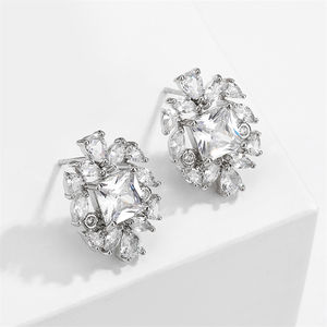 Pendientes de Plata de Ley con Circonita Cúbica en Forma de Flor, Diseño Más Reciente para Mujer, Joyería de Moda RAKOL EP5526 - Product Image 5