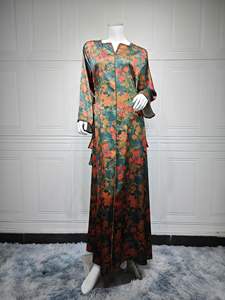 AB442优雅的夏季ABaya家居服迪拜开斋节庆祝灵感超柔软印花热水钻睡袍聚酯制成 - Product Image 6