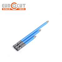 Embouts de tournevis EUROCUT PH2 S2, embouts de perceuse à pointe cruciforme, embouts de tournevis pour vis, embouts de tournevis avec manchon en caoutchouc bleu