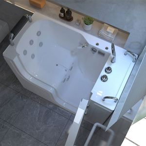 Freestanding Modern Acrylic Rectangular Low Step-in <strong>Sitting</strong> <strong>Bath</strong> Soaking Hydromassage Tub with Drainer Faucet Included to Walk - Product Image 6