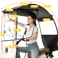 Parapluie de protection intégrale en polyester durable pour vélo électrique - Pare-soleil coupe-vent et imperméable pour moto et scooter, pliable