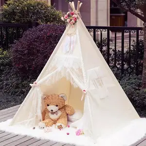 北欧风格的茶叶边花边婴儿帐篷儿童室内和室外印度游乐场白色婚礼帐篷