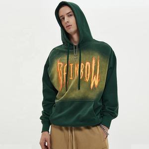 Streetwear Fabricante Sun Faded Tela Impresso 100% Algodão Hoodie 320gsm Moletom Com Capuz Moda Streetwear Vestuário para a Juventude - Product Image 2