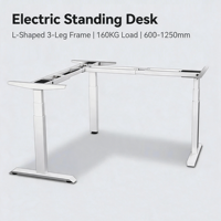 Bureau d'angle moderne électrique à 3 pieds en forme de L, réglable en hauteur, extensible, pour ordinateur, avec cadre de bureau de direction intelligent
