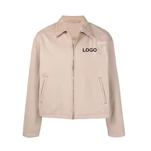 <span class=keywords><strong>Giacca</strong></span> da Lavoro Classica <span class=keywords><strong>Beige</strong></span> in Twill di Cotone con Tasche e Chiusura a Zip, Nuovo Design Personalizzato di Tendenza - Product Image 1