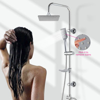 Ensemble de colonne de douche à main pluie carrée en acier inoxydable 201 pour salle de bain avec pommeaux de douche et tuyau