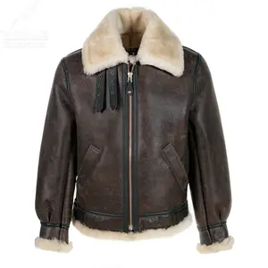 YuFan Custom Sheepskin Bomber Jacket High Quality Leather Jacket Men's Winter Down Jacket