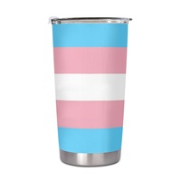 Gobelet isotherme en acier inoxydable de 20 oz, thème arc-en-ciel transgenre personnalisé, pour la conduite quotidienne sur autoroute et le camping en montagne